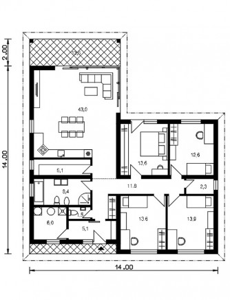 projekt domu Bungalov305