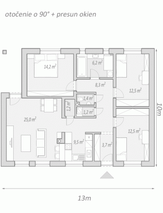 Projekty rodinných domů - projekt domu bungalov FLIP Projekty rodinných domů - projekt domu bungalov FLIP