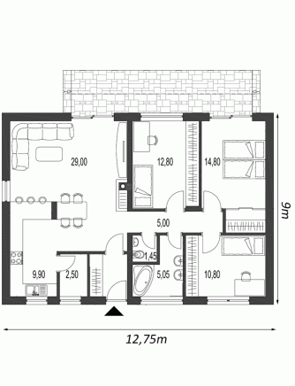 projekt rodinneho domu EKO85